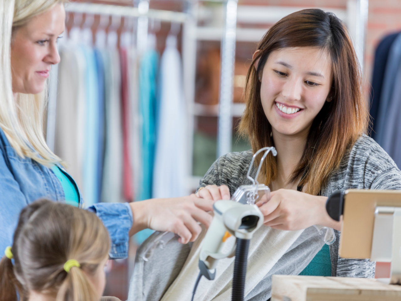 Salesperson helping customer